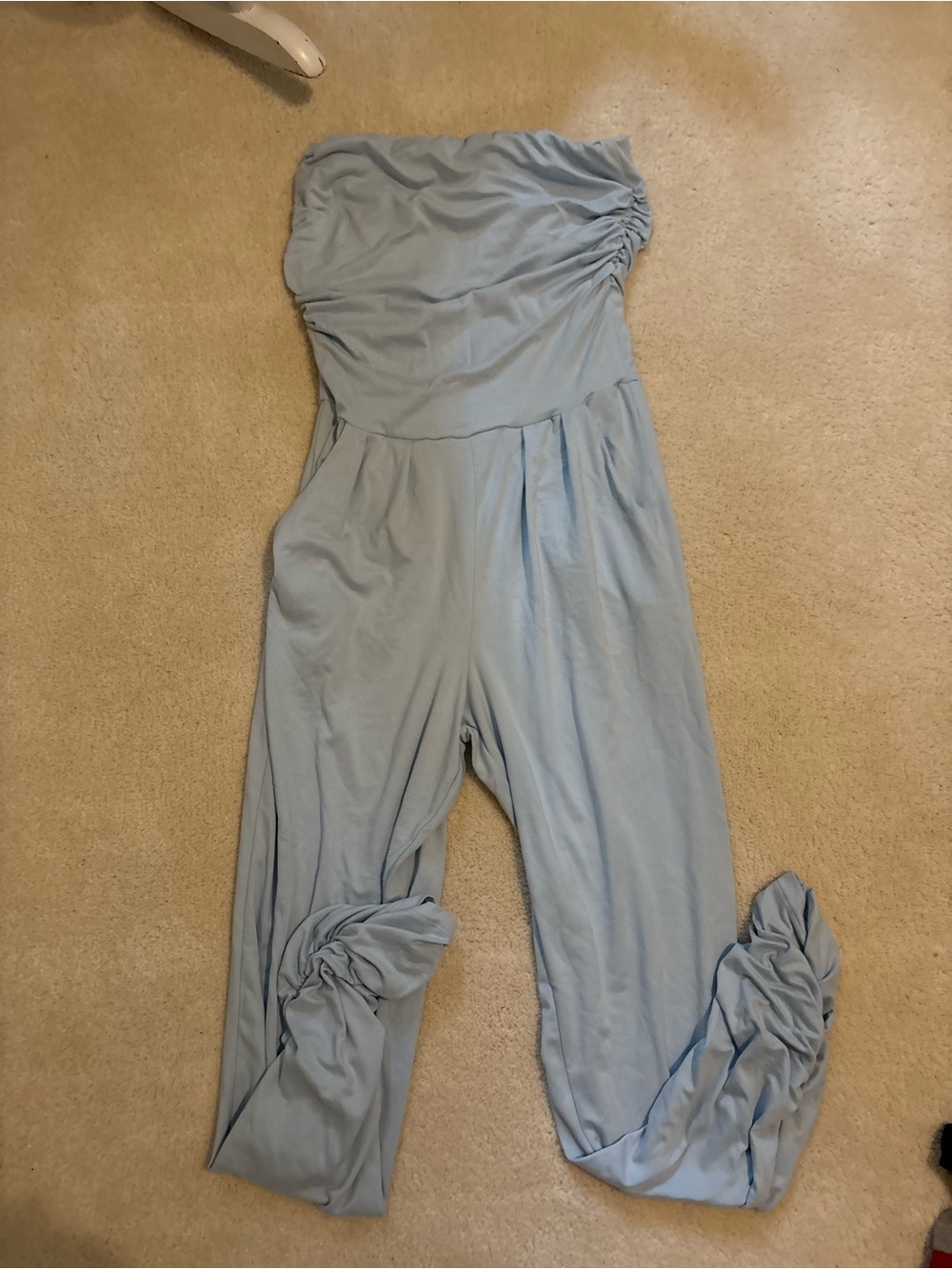 Streetwear Society Pastel Blue Ruched Jumpsuit